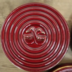 3 petits dessous de plats ou verres canards vintage bordeaux et liseré doré