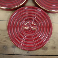 3 petits dessous de plats ou verres canards vintage bordeaux et liseré doré