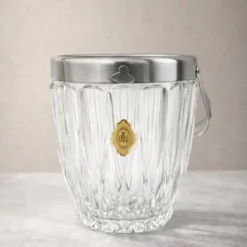 Petit seau à glaçons en cristal transparent Demeyere et anse en inox