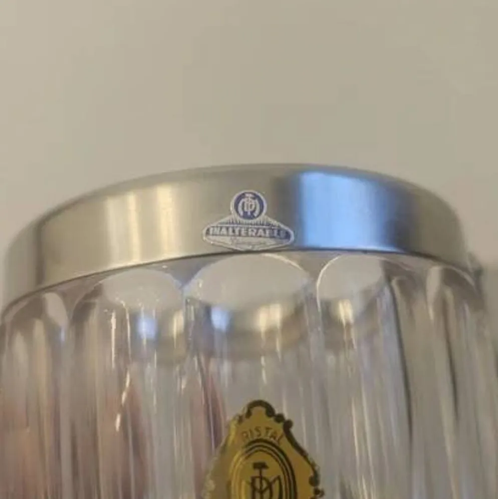 Petit seau à glaçons en cristal transparent Demeyere et anse en inox