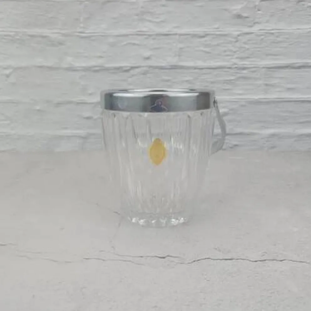 Petit seau à glaçons en cristal transparent Demeyere et anse en inox