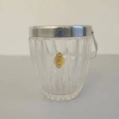 Petit seau à glaçons en cristal transparent Demeyere et anse en inox