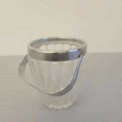 Petit seau à glaçons en cristal transparent Demeyere et anse en inox