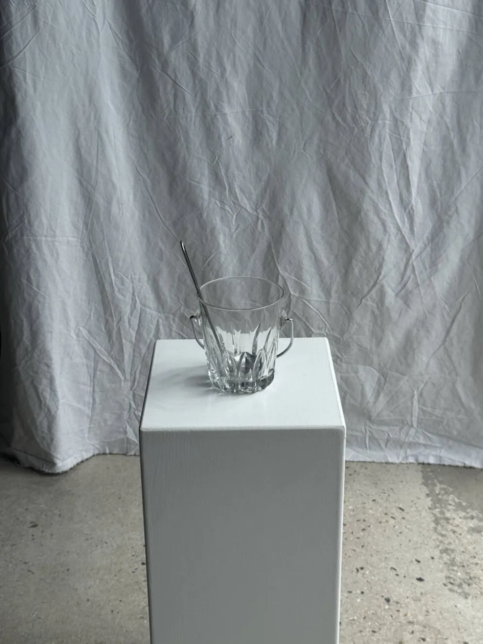 Petit seau à glaçons en verre avec sa louche H13,5