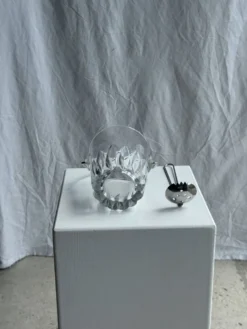 Petit seau à glaçons en verre avec sa louche H13,5