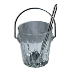 Petit seau à glaçons en verre avec sa louche H13,5