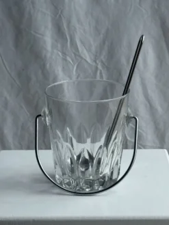Petit seau à glaçons en verre avec sa louche H13,5