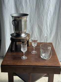Petit seau à glaçons en verre avec sa louche H13,5