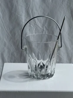 Petit seau à glaçons en verre avec sa louche H13,5