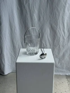 Petit seau à glaçons en verre avec sa louche H13,5
