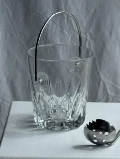 Petit seau à glaçons en verre avec sa louche H13,5