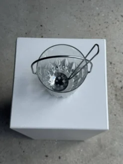 Petit seau à glaçons en verre avec sa louche H13,5