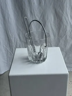 Petit seau à glaçons en verre avec sa louche H13,5