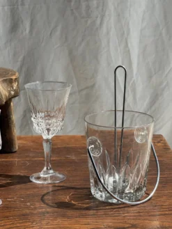 Petit seau à glaçons en verre avec sa louche H13,5