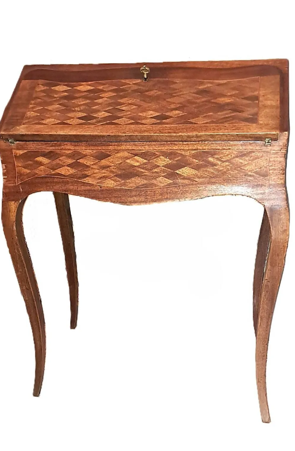 Petit secrétaire XIX style Napoléon III plateau rabattable et marqueterie