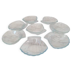 8 petits plats ramequins en forme de Coquillage en verre transparent