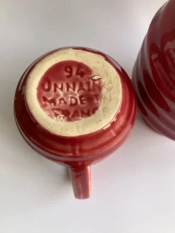 2 petits pots à lait et à crème Onnaing art déco rouge