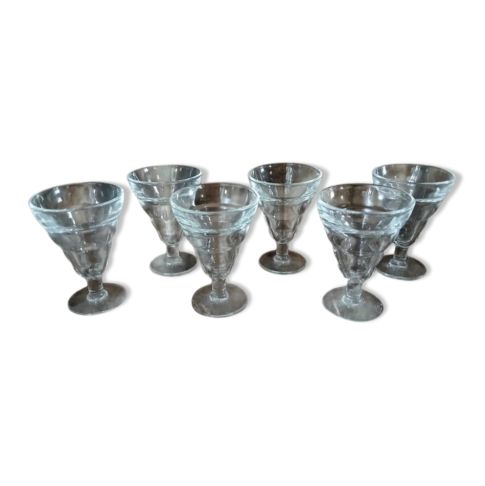 6 petits verres à pieds vintages Duralex