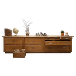 Pièce unique : grand meuble d'atelier en bois massif à 9 tiroirs