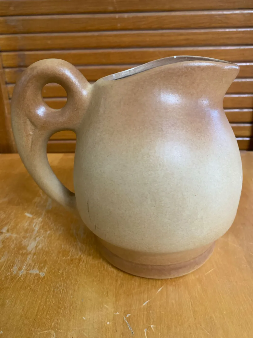 Pichet Ancien Céramique Beige Années 60 France Vintage #E338