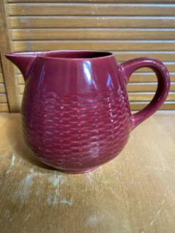 Pichet Ancien Céramique Rouge Style Osier Tressé Vintage #E336
