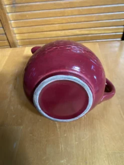 Pichet Ancien Céramique Rouge Style Osier Tressé Vintage #E336