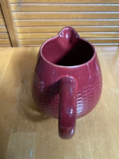 Pichet Ancien Céramique Rouge Style Osier Tressé Vintage #E336