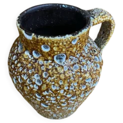 Pichet ancien cyclope style charles cart céramique fat lava jaune vint