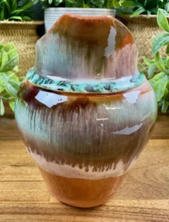 Pichet ancien en céramique émaillée – décor flammé