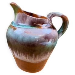 Pichet ancien en céramique émaillée – décor flammé