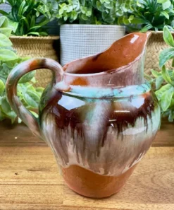 Pichet ancien en céramique émaillée – décor flammé