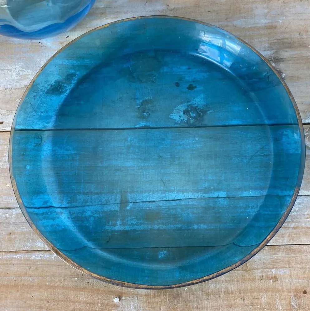 Pichet ancien en verre et plateau