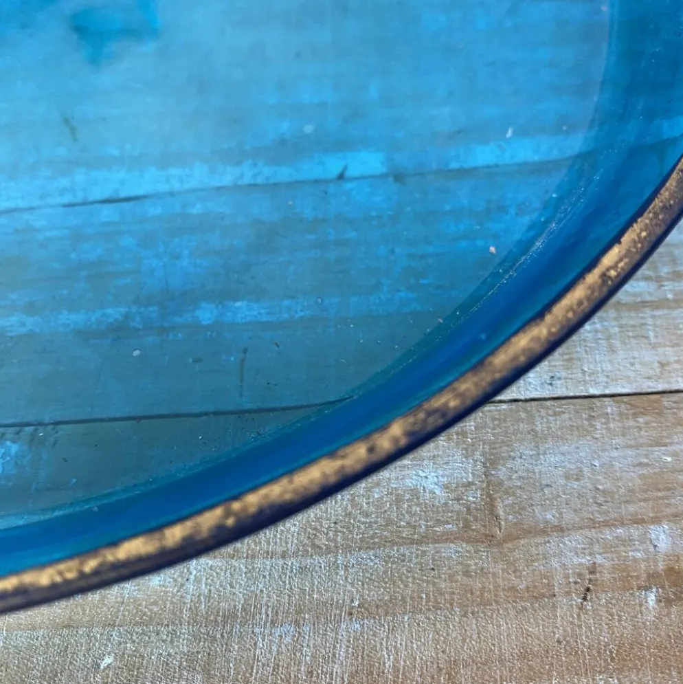 Pichet ancien en verre et plateau