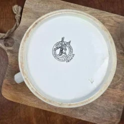Pichet ancien Moulin des Loups à carreaux verts – Broc vase déco campagne