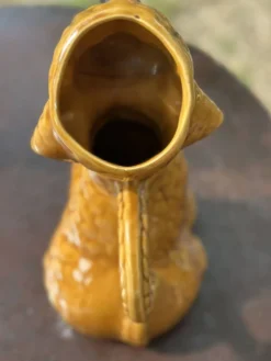 Pichet Carafe Caniche zoomorphe Vintage Céramique Vernissée Marron Caramel