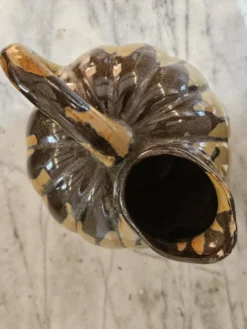Pichet citrouille vintage en terre cuite vernissée, années 30