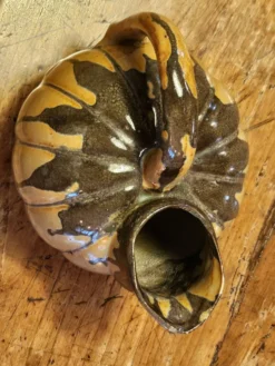 Pichet citrouille vintage en terre cuite vernissée, années 30