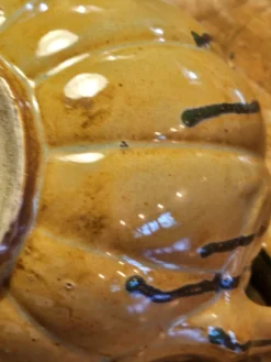 Pichet citrouille vintage en terre cuite vernissée, années 30