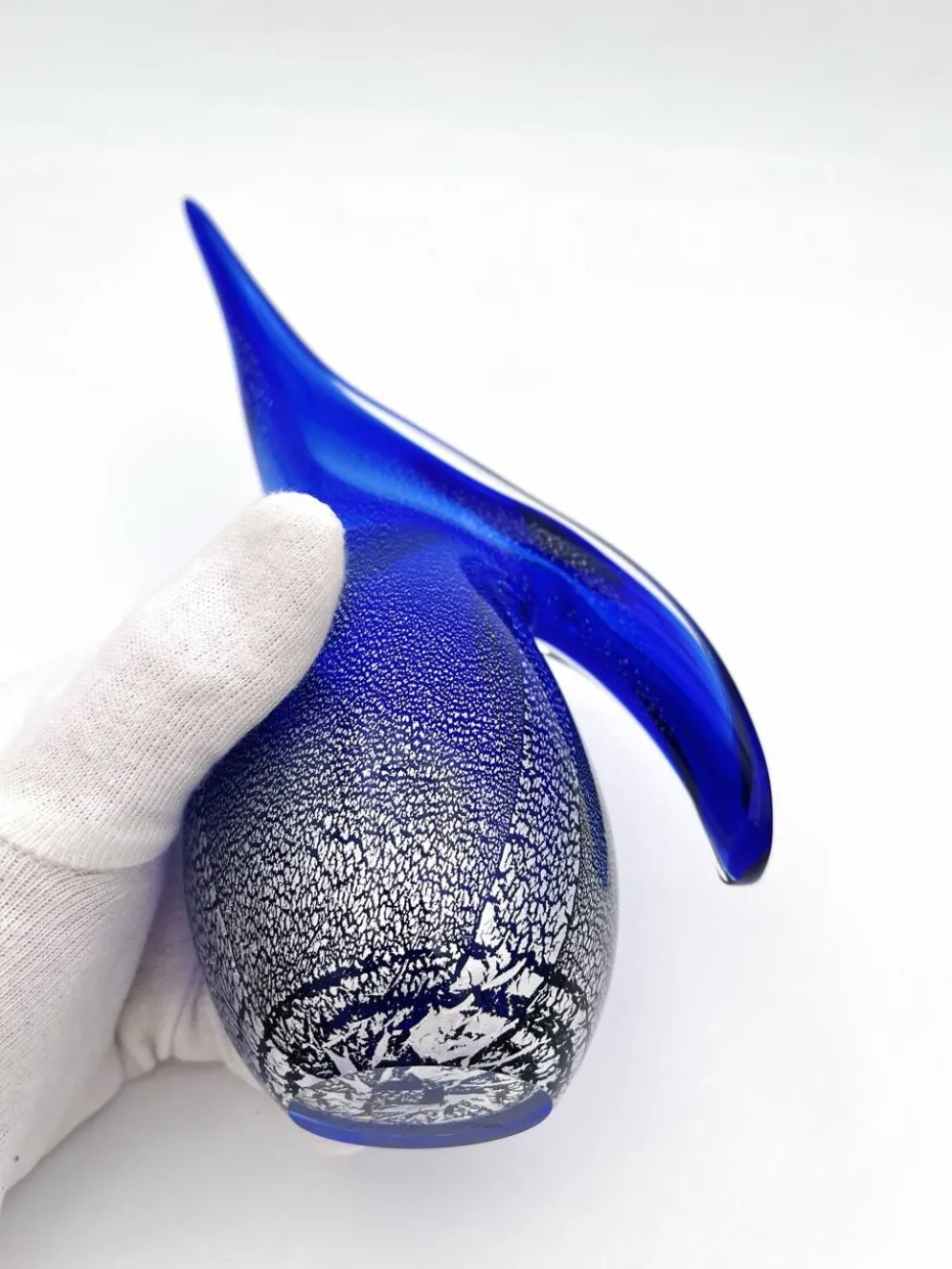 Pichet Colibri Signé Allan Scharff Holmegaard Bleu Feuille Argent 27cm