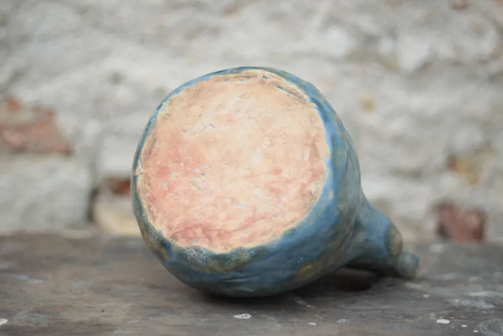 Pichet céramique émaillée vintage, poterie La Borne, pichet décoratif, brut