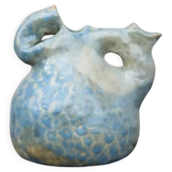 Pichet céramique émaillée vintage, poterie La Borne, pichet décoratif, brut