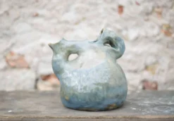 Pichet céramique émaillée vintage, poterie La Borne, pichet décoratif, brut