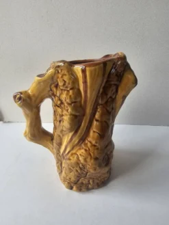 Pichet en céramique imitation tronc d'arbre signé Aegitna Vallauris Années
