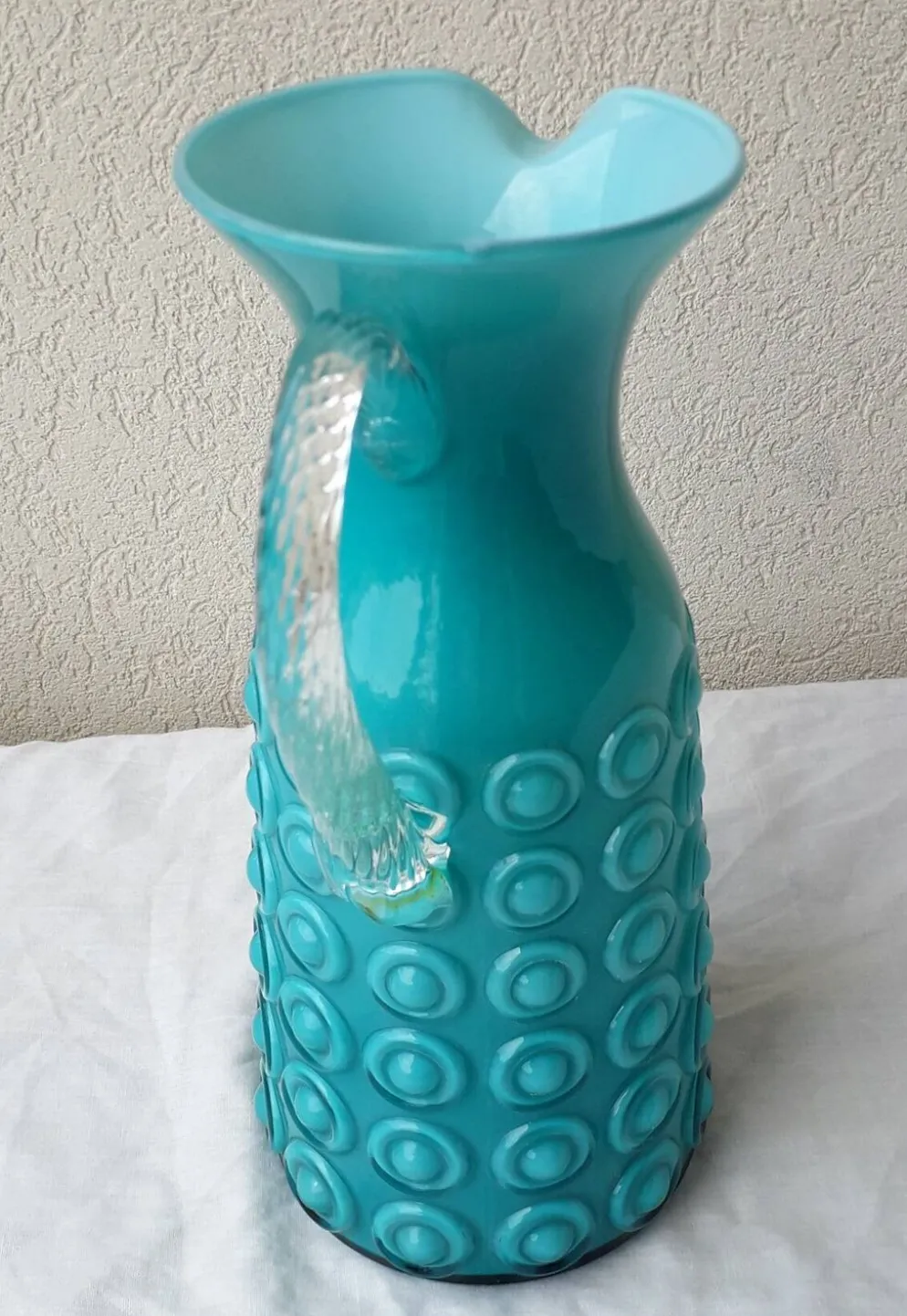 Pichet en opaline italienne turquoise