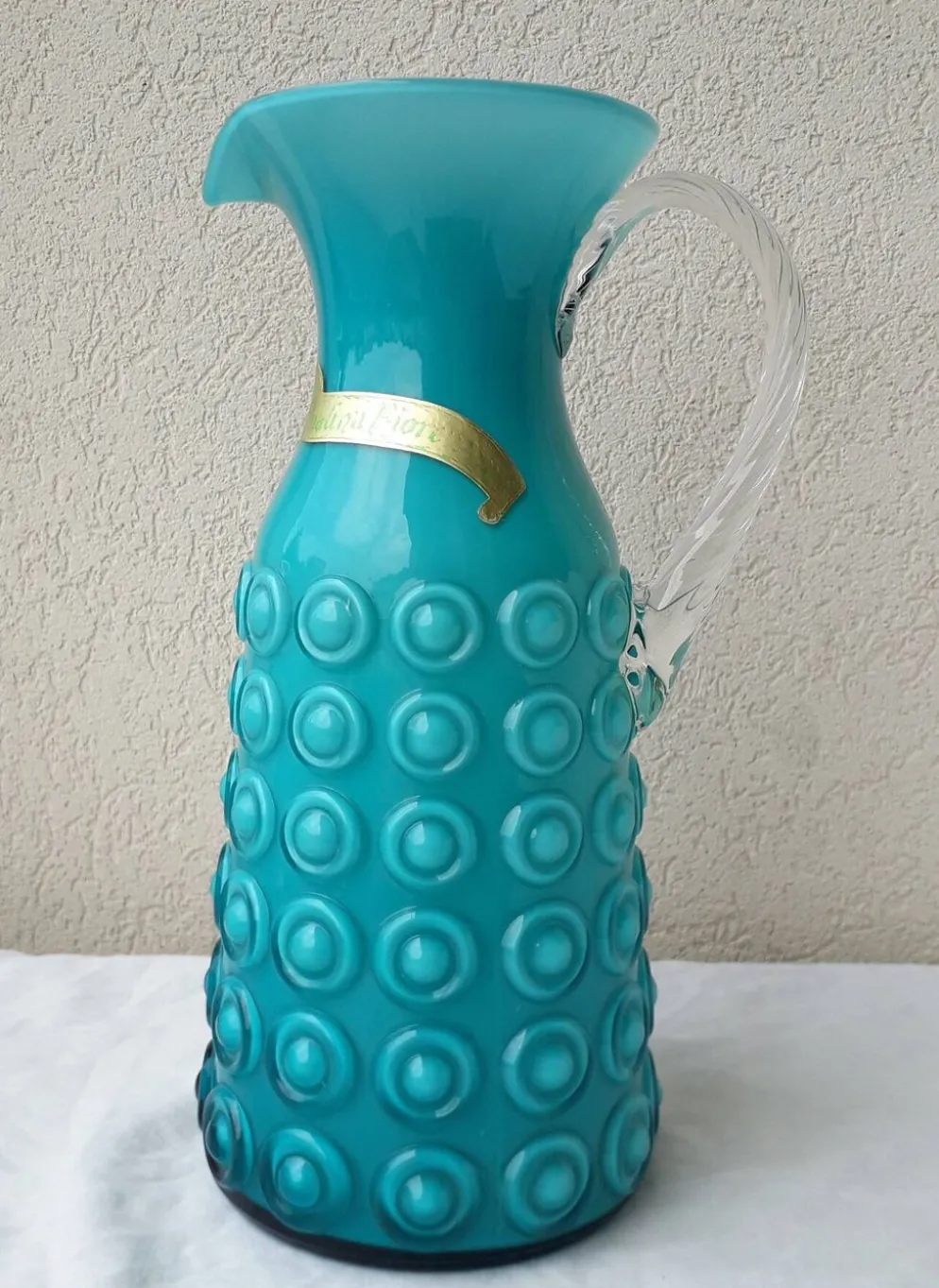 Pichet en opaline italienne turquoise