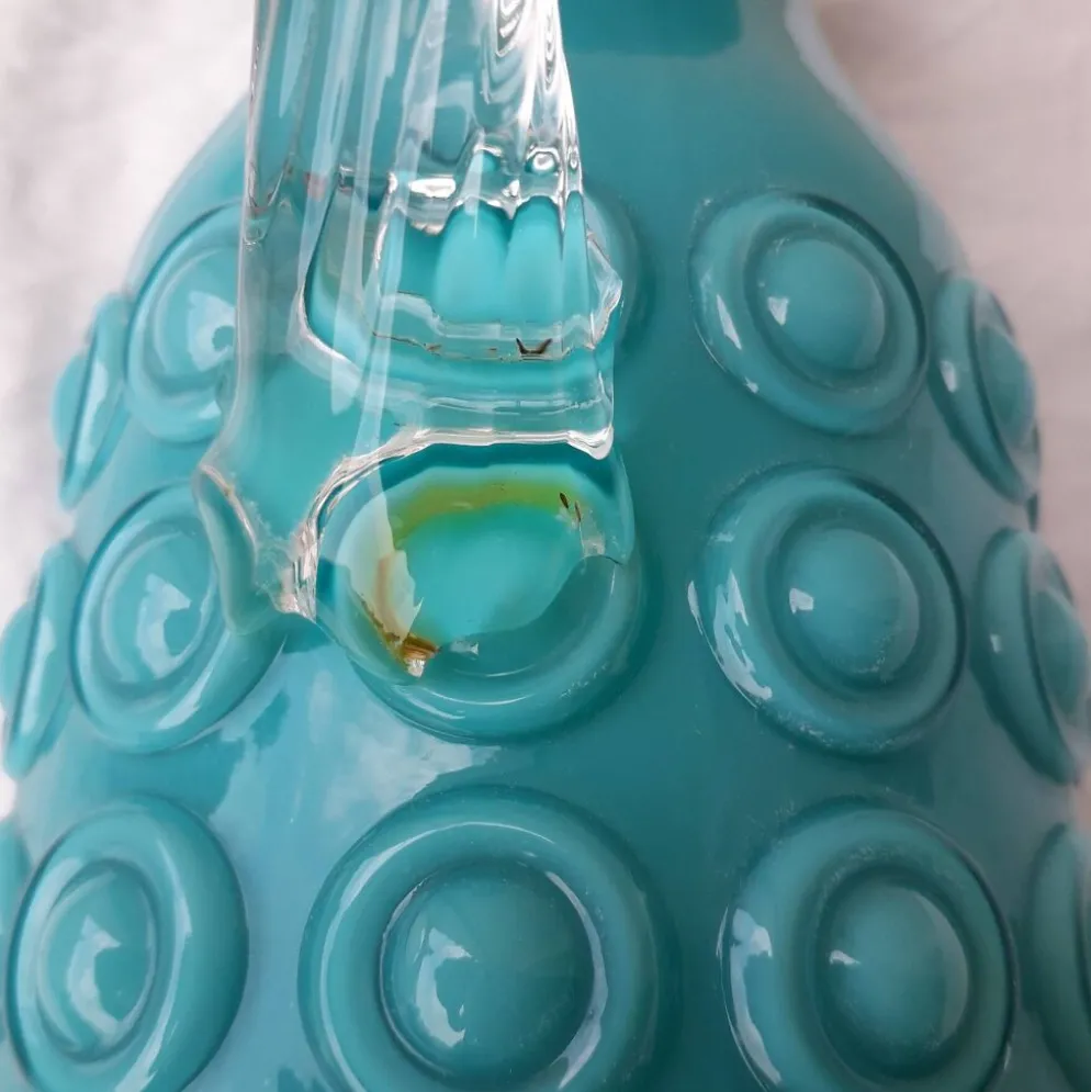 Pichet en opaline italienne turquoise