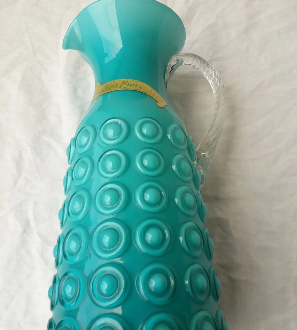 Pichet en opaline italienne turquoise