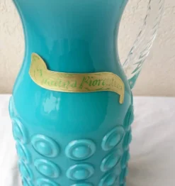 Pichet en opaline italienne turquoise