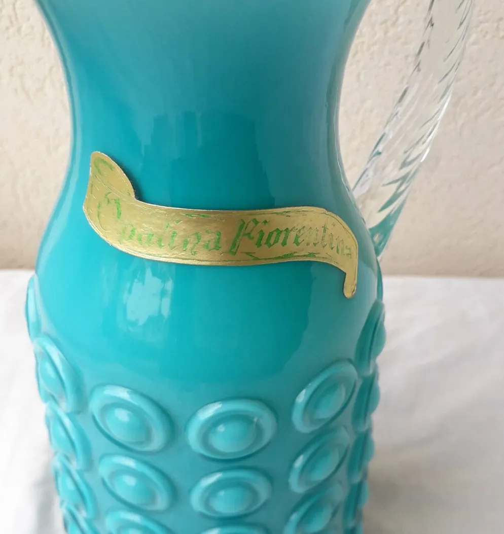 Pichet en opaline italienne turquoise