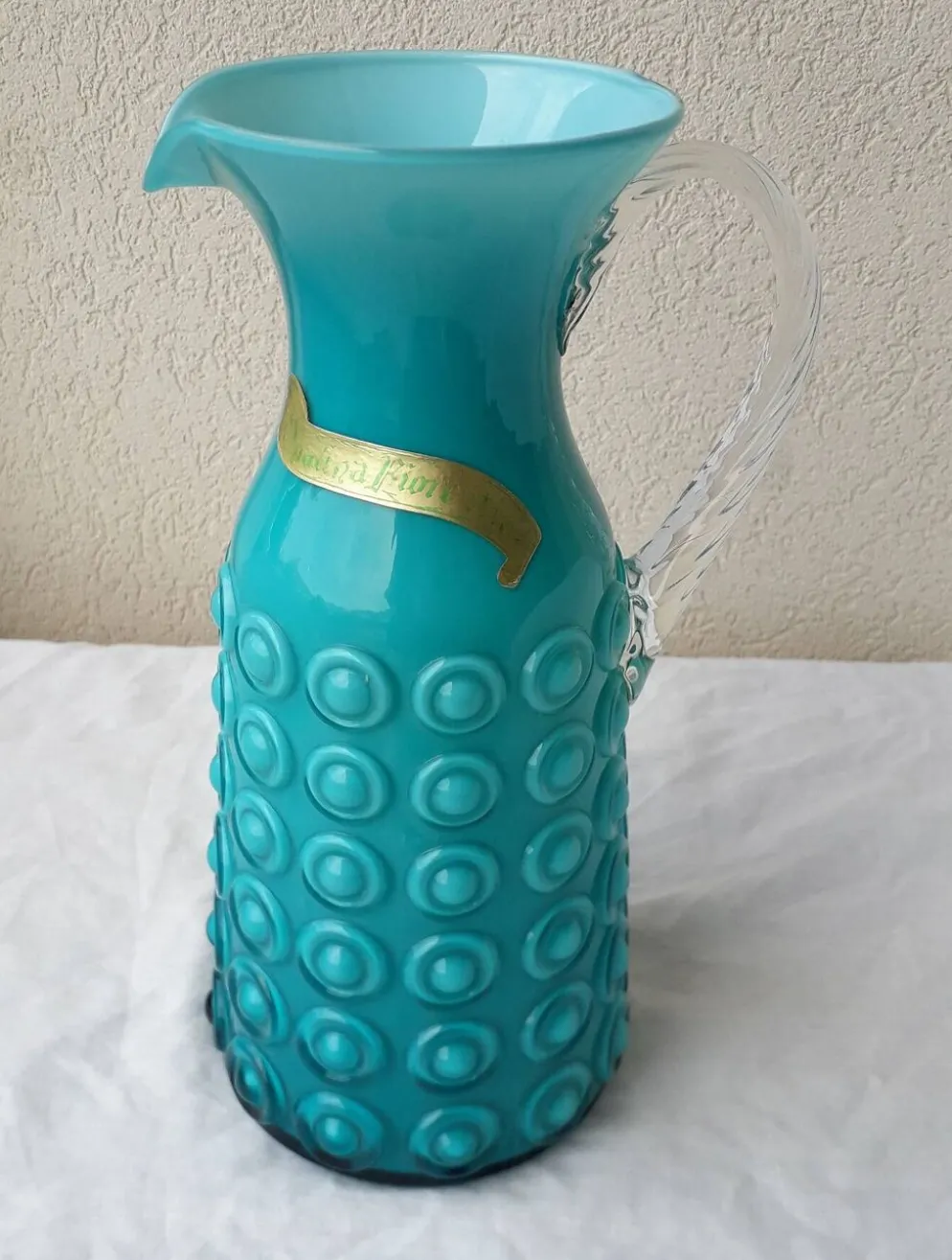Pichet en opaline italienne turquoise